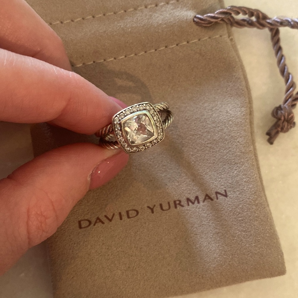 David Yurman Petite Albion Ring with White Topaz and Pavé Diamonds